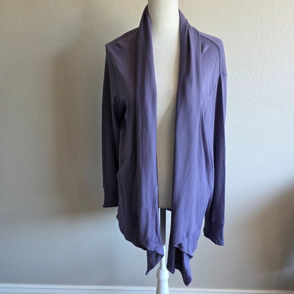 Athleta Womens M P Purple Open Front Cardigan Sweater Soft Waterfall Stretch - Picture 1 of 8